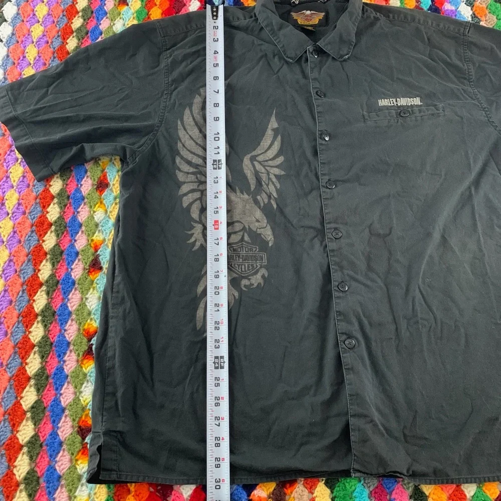 Harley-Davidson Y2K Oversized Menswear Eagle Pocket Embroidery Mechanic … - Picture 12 of 14